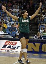 Senior co-captain Meg Henican has now had 26 digs in a three-game match three times during her career.