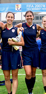 Kate (Sobrero) Markgraf (left) and Shannon Boxx (right) are two of the nine Notre Dame Olympians who will be honored in ceremonies this weekend, including recognition at halftime of the Notre Dame-Stanford football game.