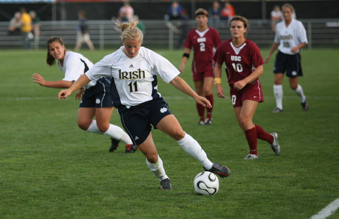 Michele Weissenhofer's has totaled  two goals and five assists in her first three games with the Irish (photo by Marcis Snowden).