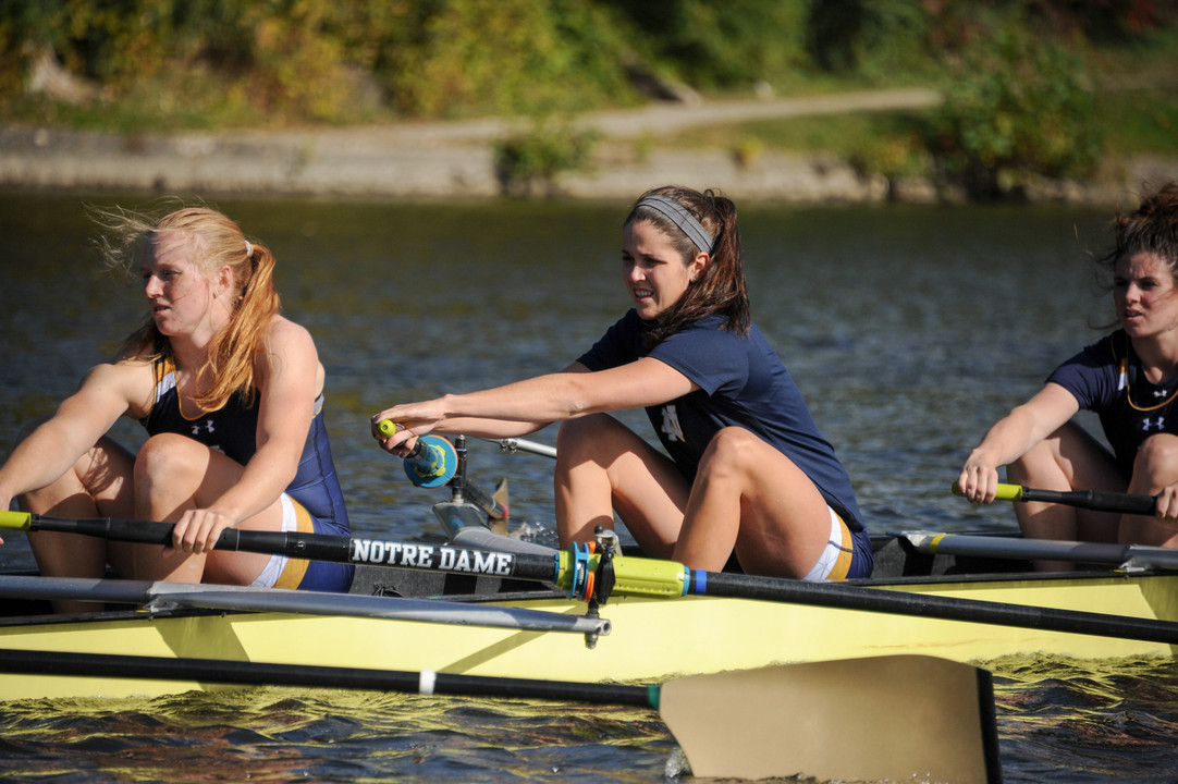 The Notre Dame first varsity eight posted its fastest time of the opening weekend (5:55.835) on Sunday at the Oak Ridge Cardinal Invitational