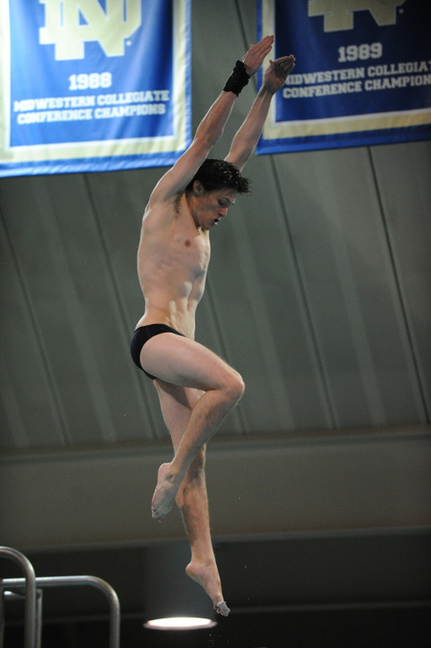 Senior Ted Wagner finished Friday night on a high note, as he set a new personal best in the 1-meter event with his 319.40 score.