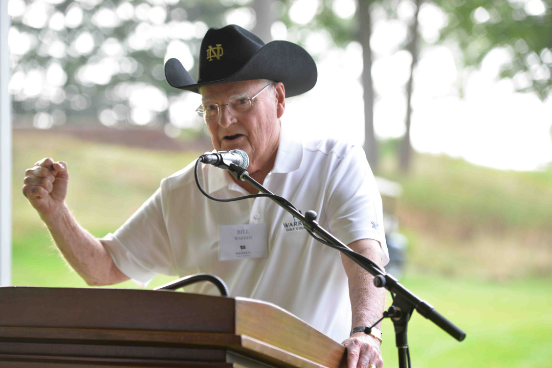 William Warren, a 1956 graduate of the University of Notre Dame, returned to campus on Sept. 4 to help celebrate the 15th anniversary of the University's award-winning Warren Golf Course, which bears the name of Warren's parents, William and Natalie.