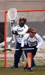 Goalkeeper Erin Goodman and the Notre Dame defense held Connecticut to just four goals in the first half of the 18-11 Irish win.