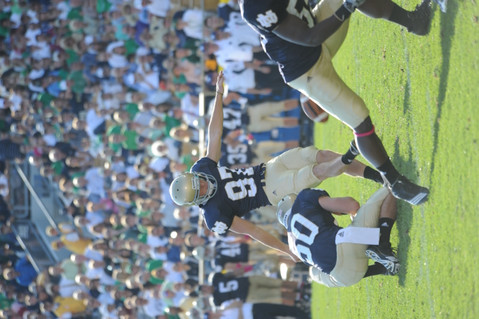 Senior placekicker David Ruffer booted three field goals, including a 50-yarder, in Notre Dame's 23-17 win over Pittsburgh last year at Notre Dame Stadium.