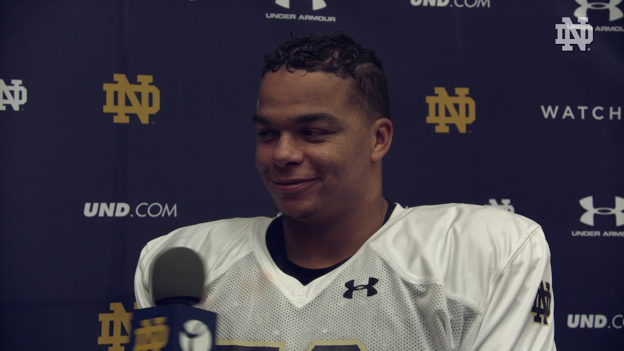 @NDFootball | Sam Mustipher Post Practice Interview Northwestern Week (2018)