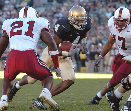 Ryan Grant returned to the Notre Dame lineup after missing the last two contests due to injury. He rushed for 67 yards and two touchdowns in a 23-15 Irish win over Stanford.