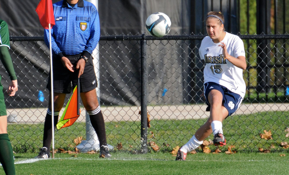 Notre Dame senior midfielder/forward Rose Augustin (pictured) and senior defender/co-captain Lauren Fowlkes were selected during Friday's 2011 WPS Draft held in Baltimore.
