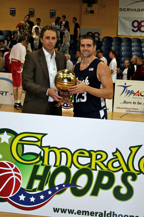 For the second night in a row, senior guard Kyle McAlarney earned an impressive piece of hardware after being named MVP in Notre Dame's 88-76 win over Poland. <i>(photo by Tish Brey)</i>