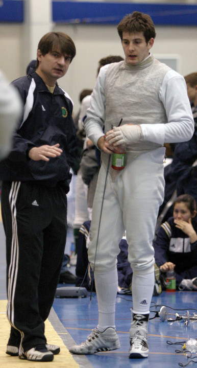 Sophomore foilist Frank Bontempo - pictured with assistant coach Zoltan Dudas - will be looking to solidify his NCAA chances with a strong showing at this weekend's Midwest Regional.