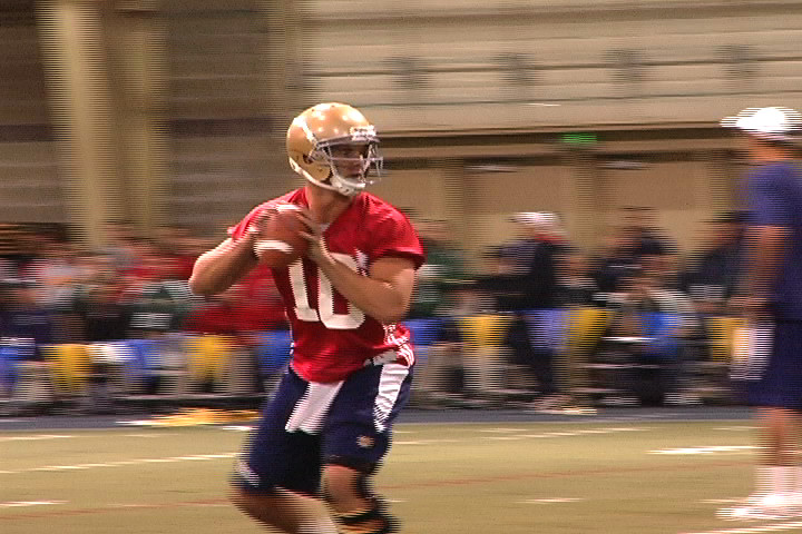 Dayne Crist will play in the Blue-Gold Game this Saturday, but young quaterbacks Everett Golson and Andrew Hendrix are expected to get a majority of the reps under center.