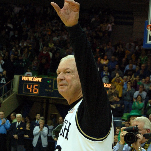 The ESPN College Gameday and Saturday Primetime crew, led by former Notre Dame men's basketball coach Digger Phelps (seen here at last year's celebration of the 1978 Irish NCAA Final Four team), will make its first visit to the Joyce Center on Jan. 24, 2009, when the Irish take on Connecticut at 7 p.m. (ET).