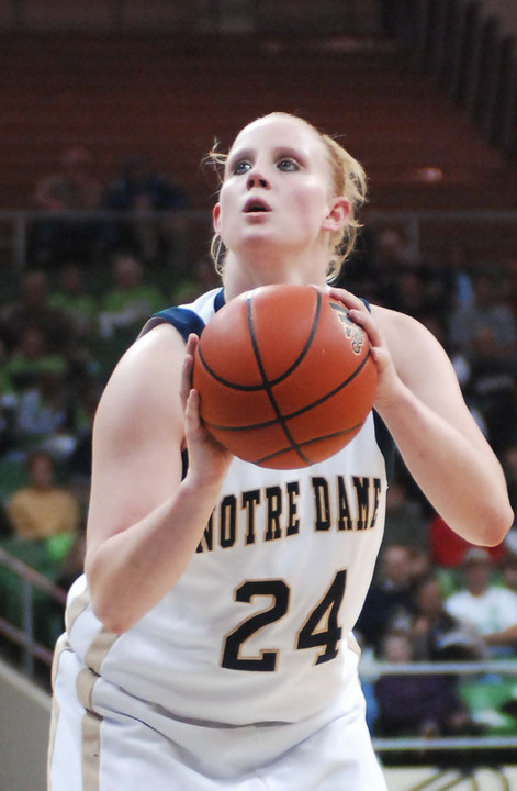 Junior guard Lindsay Schrader made the most of her 17 minutes on the floor vs. Providence, posting game highs of 15 points (7-9 FG) and nine rebounds in an 85-54 Irish victory.