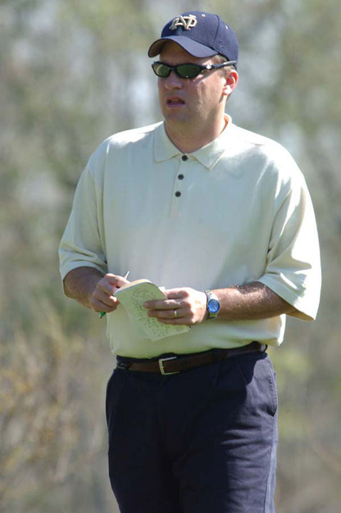 Under the watchful eye of head coach Jim Kubinski, Notre Dame has been rated ninth in the '07-08 <i>Golf Digest</i> balanced rankings for athletic and academic excellence, according to the September issue of the magazine. <i>(photo by Steve Ritter)</i>