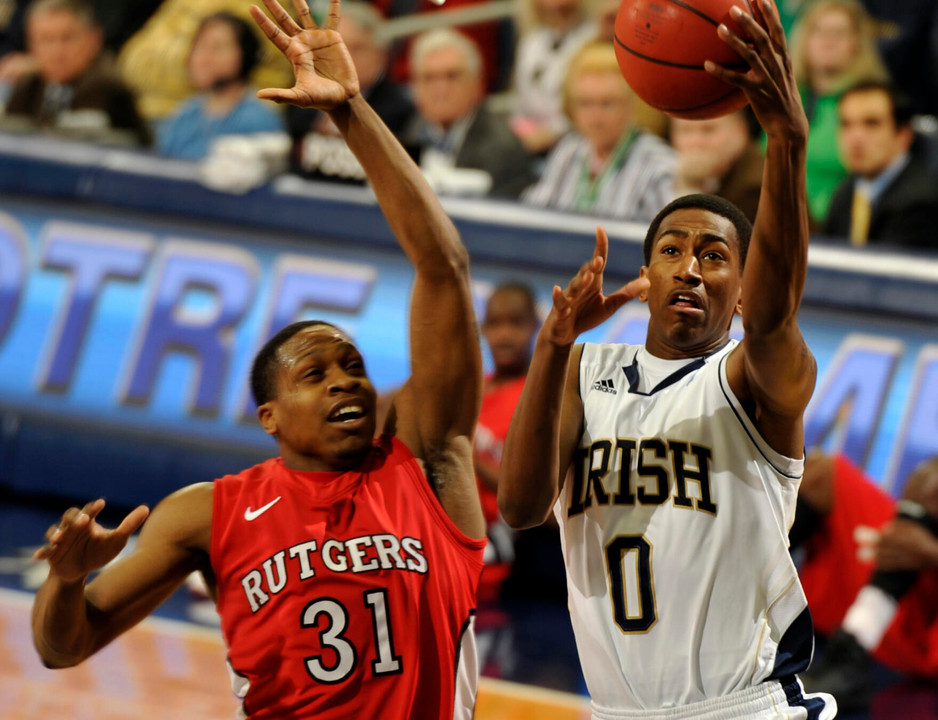 Eric Atkins puts a shot up over a Rutgers defender on Sunday afternoon