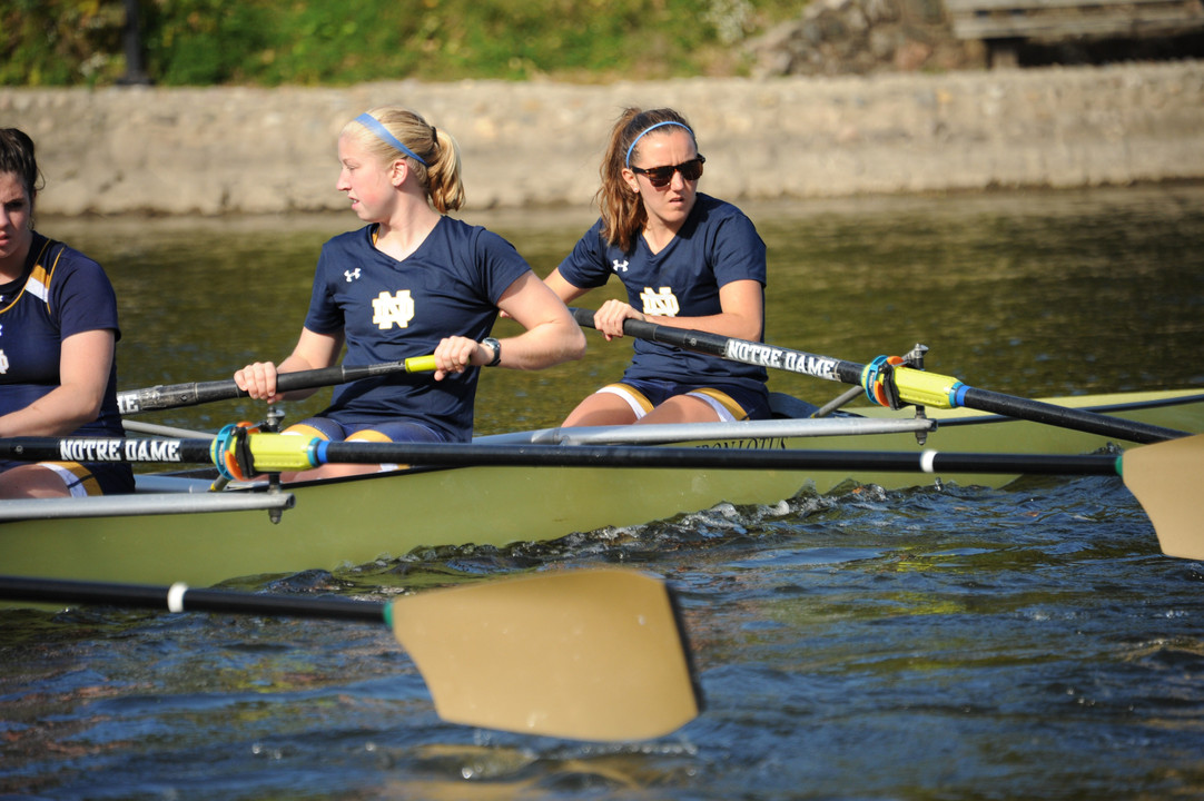 Senior Carlee Beckler and the Notre Dame first varsity eight earned the first Irish race victory of the season (5:56.767) during the afternoon session on Saturday at the Oak Ridge Cardinal Invitational