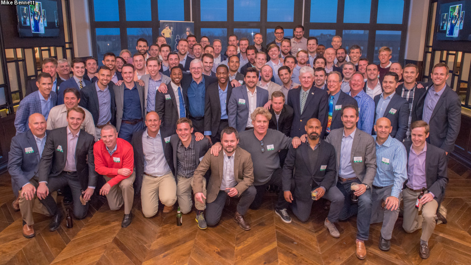 Numerous men's soccer Monogram winners returned for the reception that honored Bobby Clark.